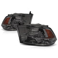 Smoked Lens Amber Side Corner Quad Headlight Set for Dodge RAM Pickup (2009–2018)