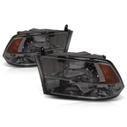 Smoked Lens Amber Side Corner Quad Headlight Set for Dodge RAM Pickup (2009–2018)