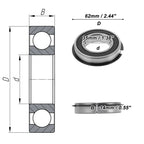 6007NR2RS Deep Groove Ball Bearing for Scooter Skateboard Wheel (35x62x14mm)