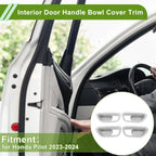 Interior Door Handle Bowl Cover Trim for Honda Pilot (2023-2024) Silver ABS