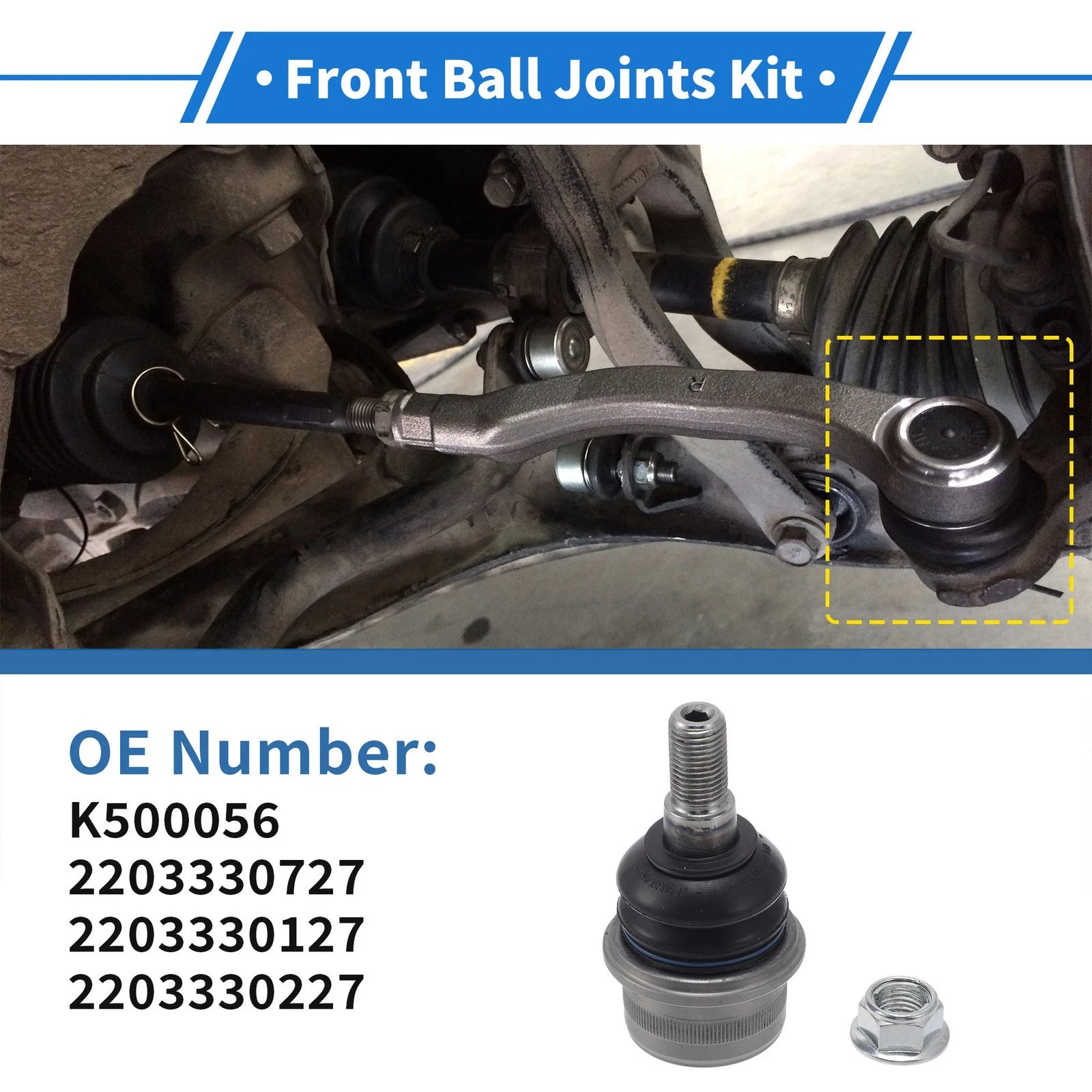 2X Front Lower Ball Joints for Mercedes-Benz SL550 (2007–2012) No.K500056