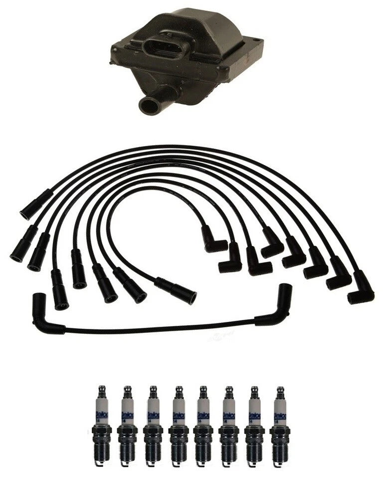 Ignition Wires & Spark Plugs Kit for Cadillac Chevrolet GMC V8 (1 Coil, 8 Plugs)