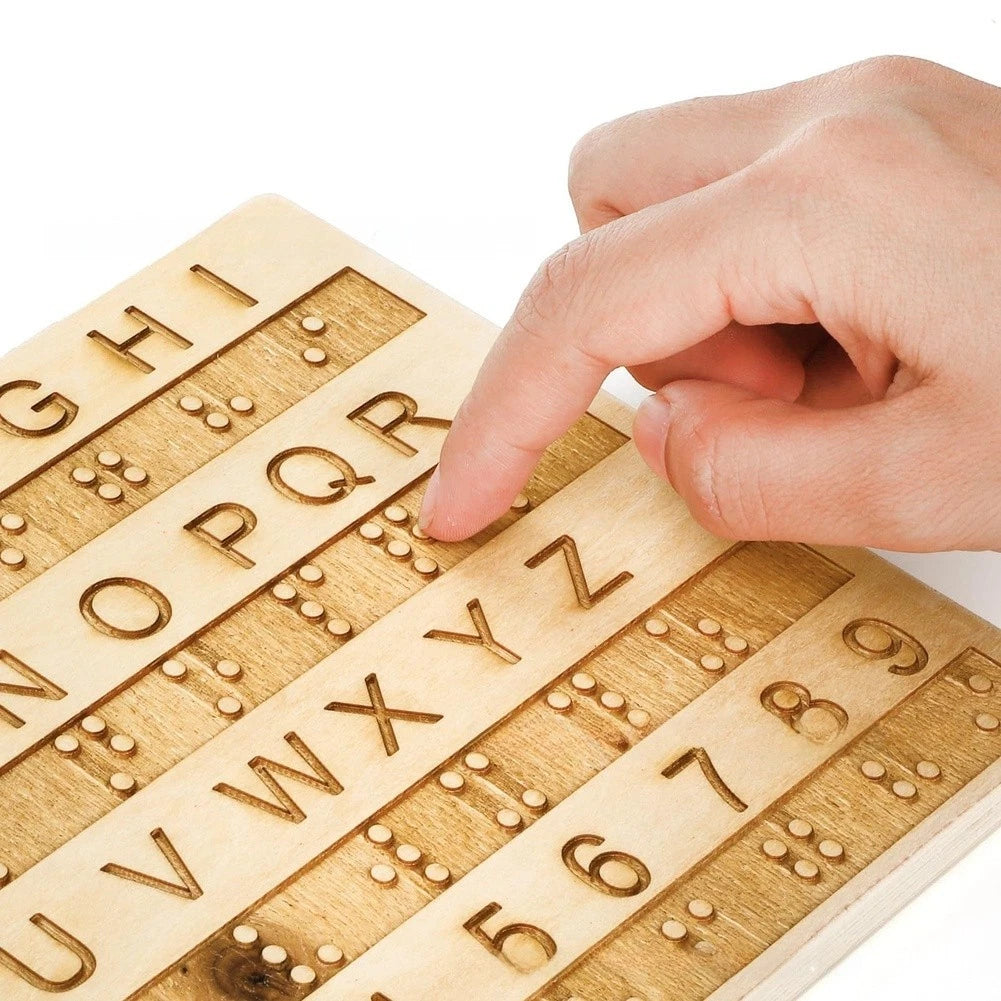 Natural Wood Tactile Alphabet Board for Blind Education (2023)
