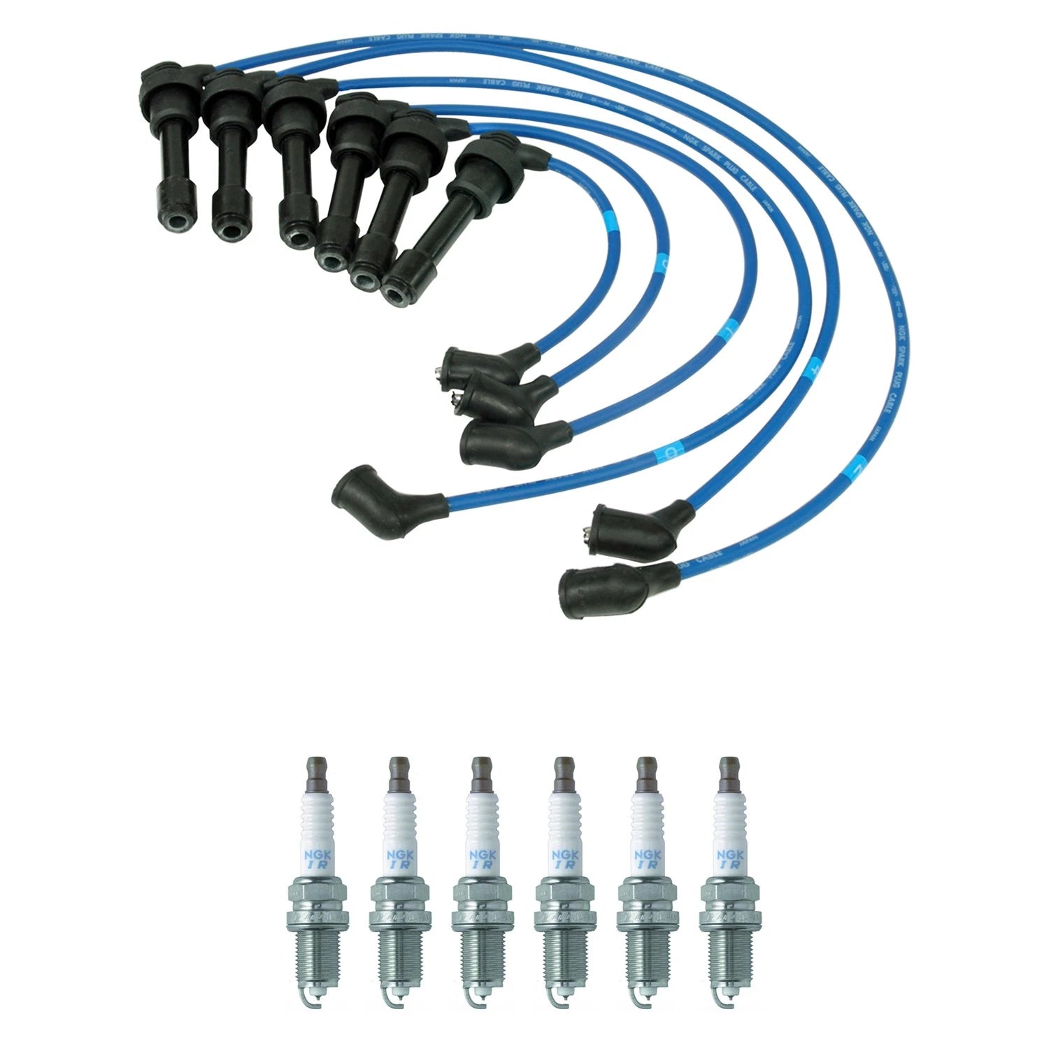 NGK 7mm Wire Set 6 Iridium Spark Plugs for Diamante Stealth R/T Turbo (1992–1996)