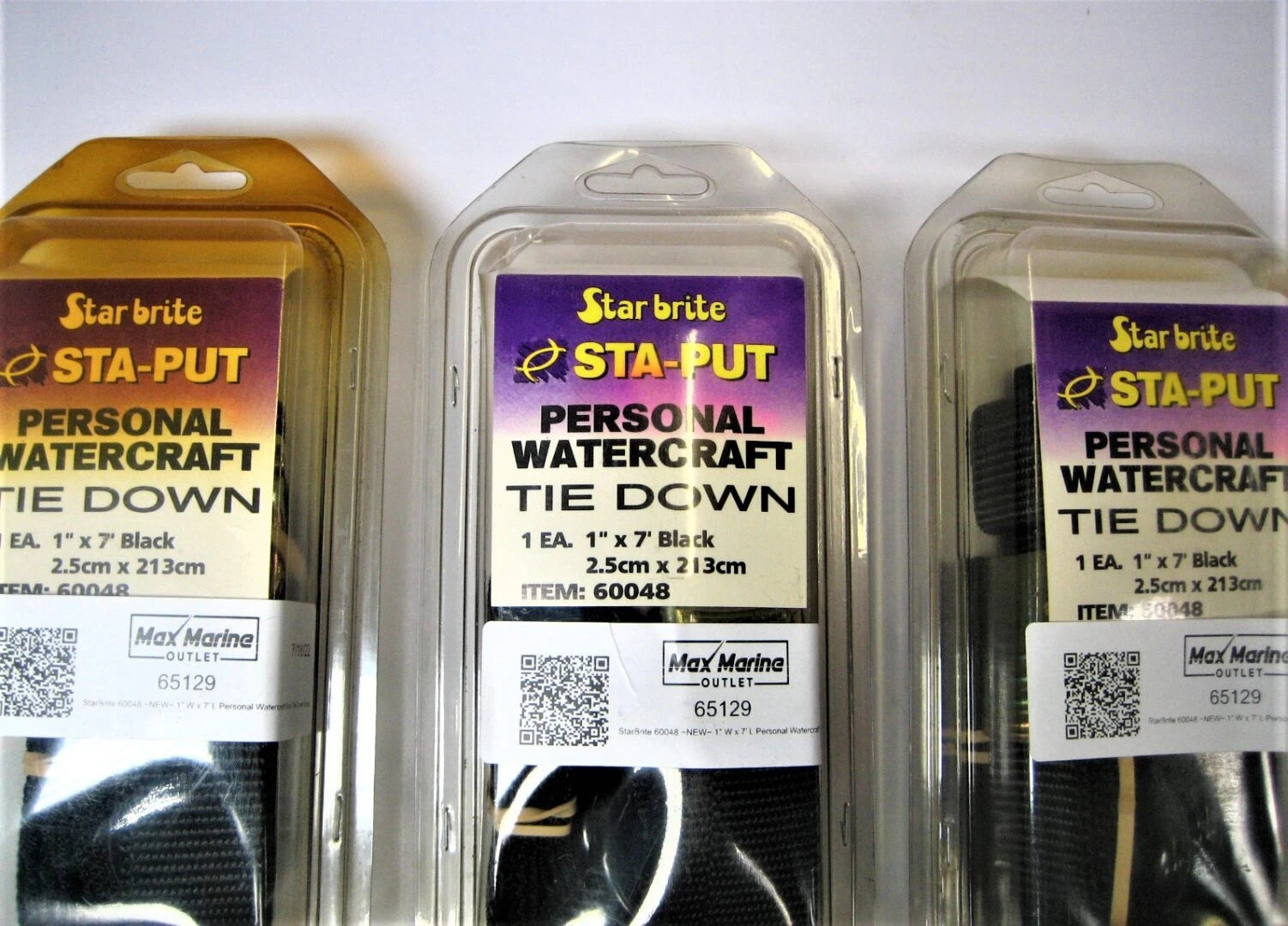 Set of 3 Tie Down Straps for Personal Watercraft (1" W x 7' L)