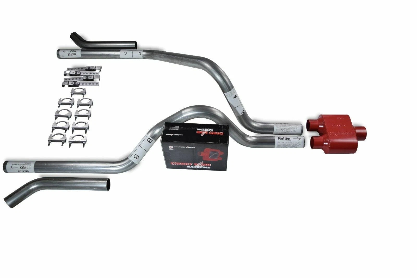 2.5" Dual Exhaust Kit for Dodge Dakota (1987–1996) - Cherry Bomb Extreme Corner Exit
