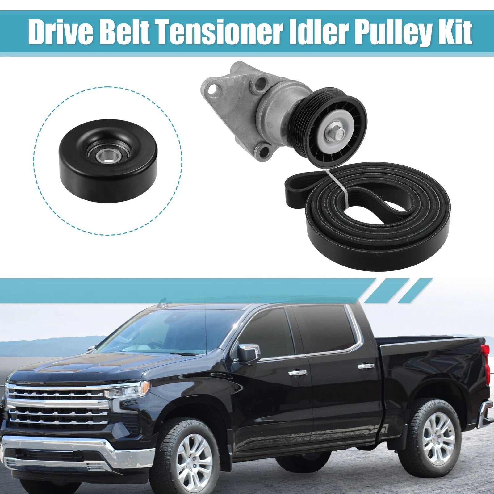 Set of 1 Drive Belt Tensioner Idler Pulley Assembly for Chevy Avalanche (2002–2013)