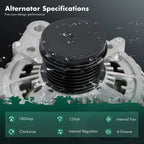 180A Alternator for Jaguar XJ V6 3.0L (2013–2016) 104210-6620 LRA04126