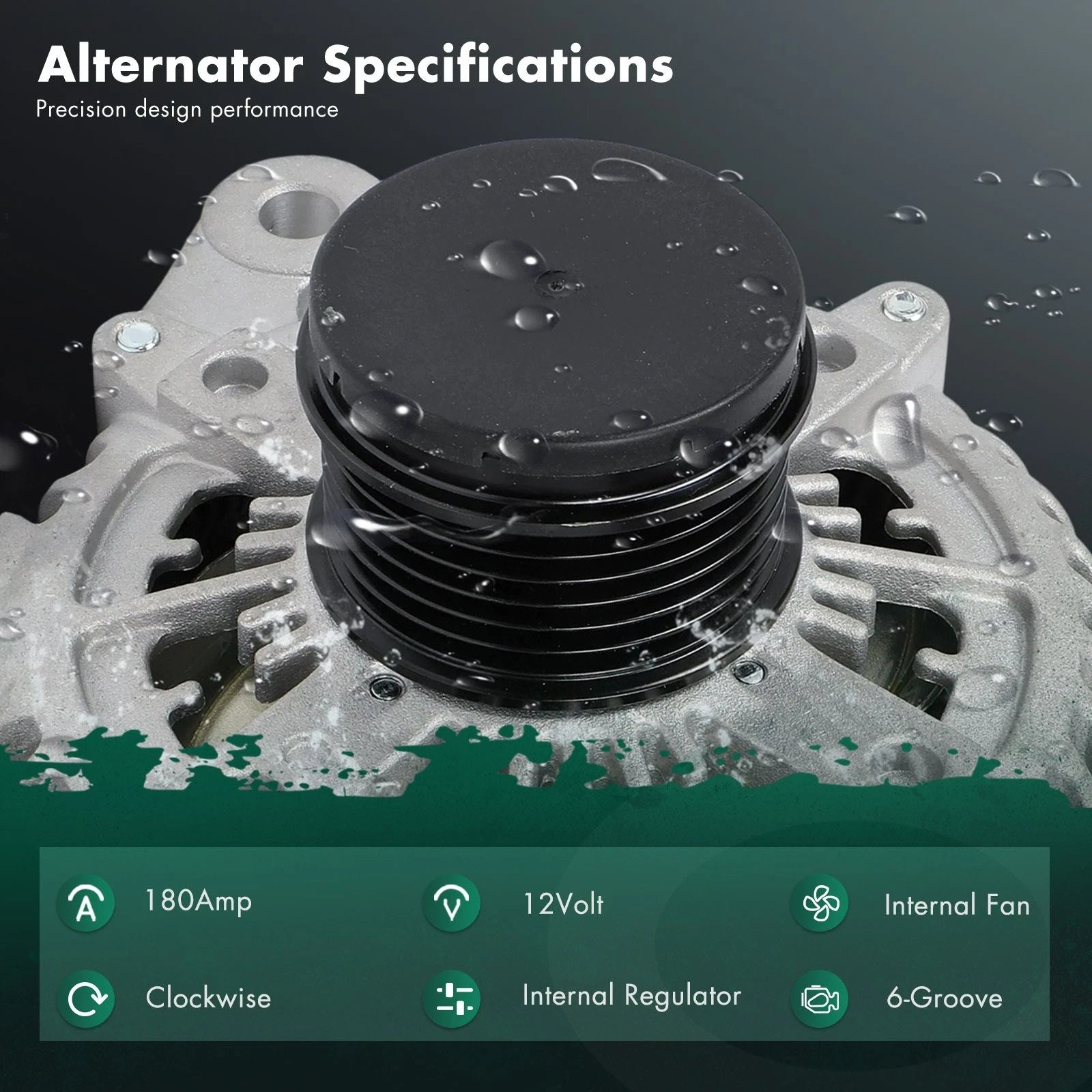 180A Alternator for Jaguar XJ V6 3.0L (2013–2016) 104210-6620 LRA04126