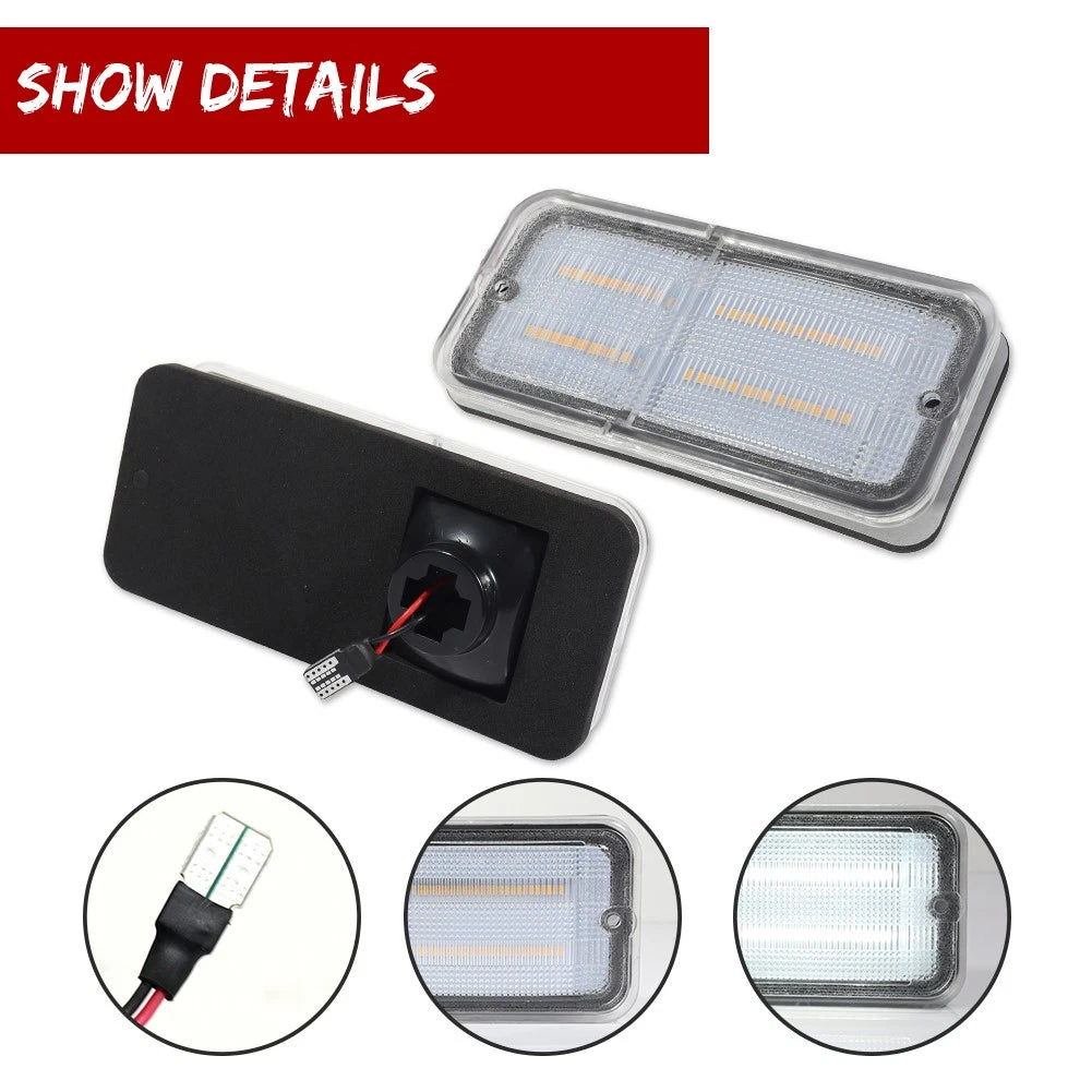 2X Clear White LED Side Marker Lights for Chevrolet GMC C/K Trucks (1968–1972)