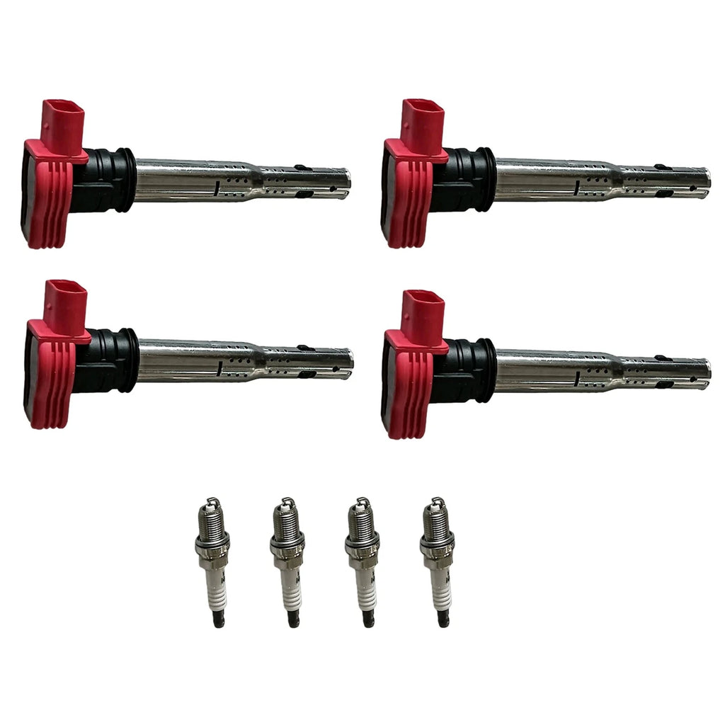 Set of 4 Ignition Coils & Iridium Spark Plugs for Audi A4 A5 Q7
