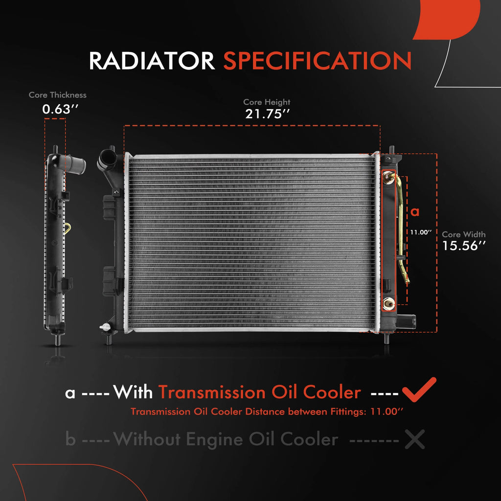 Radiator with Oil Cooler for Hyundai Elantra (2011–2013) Kia Soul (2012–2013)