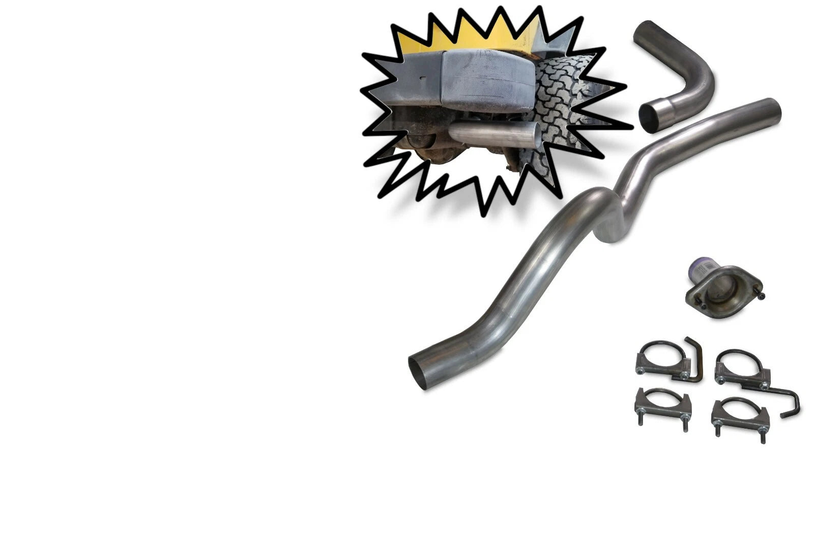 2.5" Exhaust Kit for Jeep Wrangler (2001-2006) No Muffler Side Exit