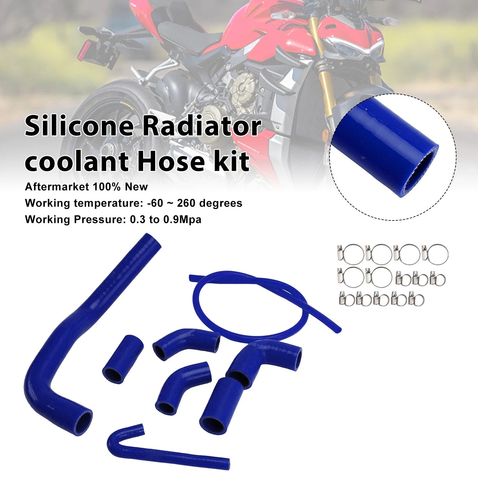 Silicone Radiator Coolant Hose for Ducati Streetfighter V4 V4S (2020–2025) Blue