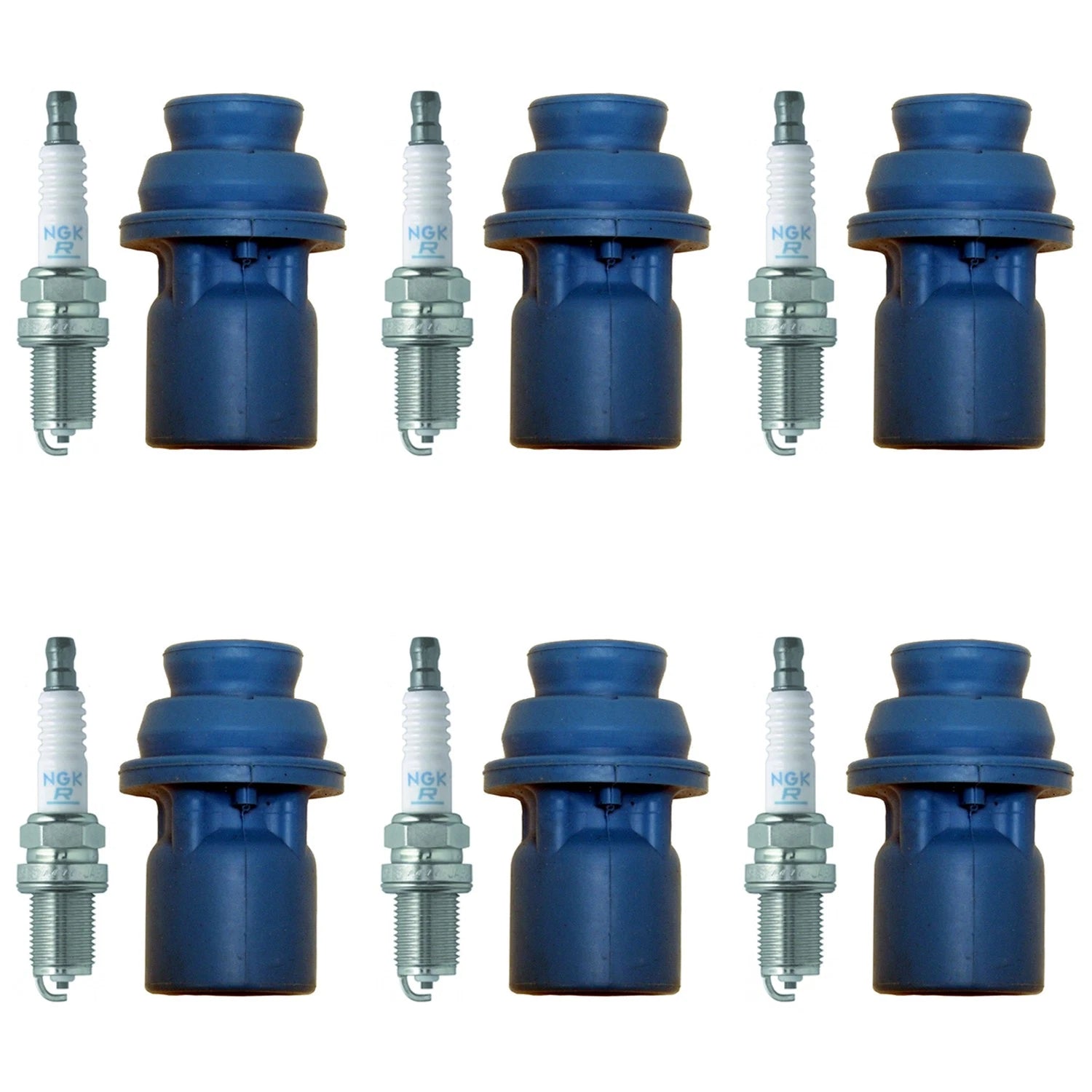 Set of 6 NGK Standard Spark Plugs & Coil Boots for 3000GT ES300 NSX RX300 SVX