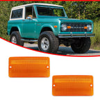 Pair Amber Front Turn Signal Light Lenses for Ford Bronco (1969–1977)