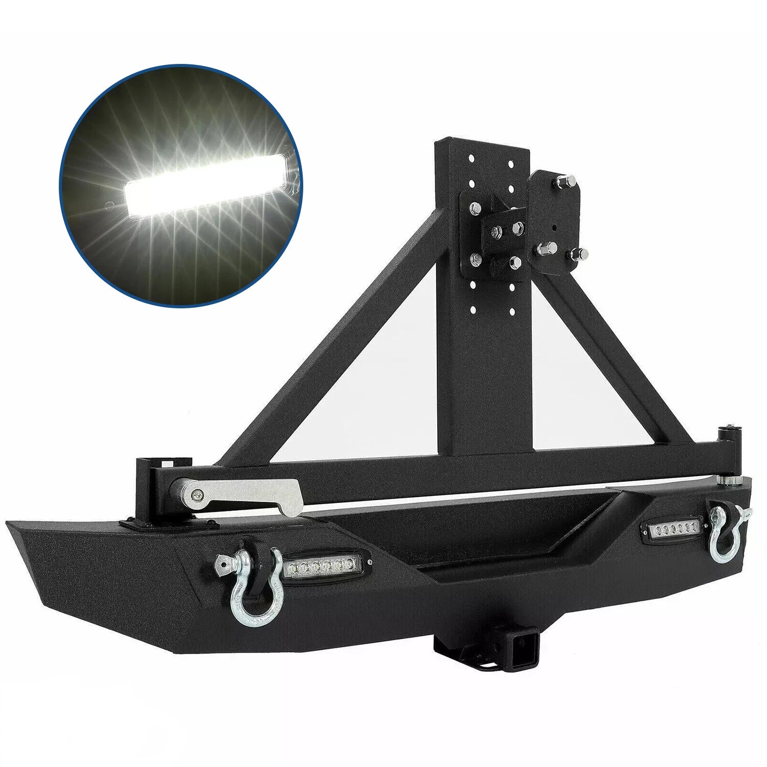 Rear Bumper with Tire Carrier for Jeep Wrangler JK (2007–2018) - Textured, LED
