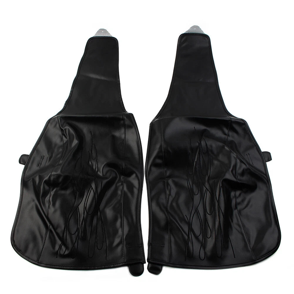 Black PU Leather Flame Rear Fender Bra for Harley Tri Glide Ultra Classic (2014–2023)