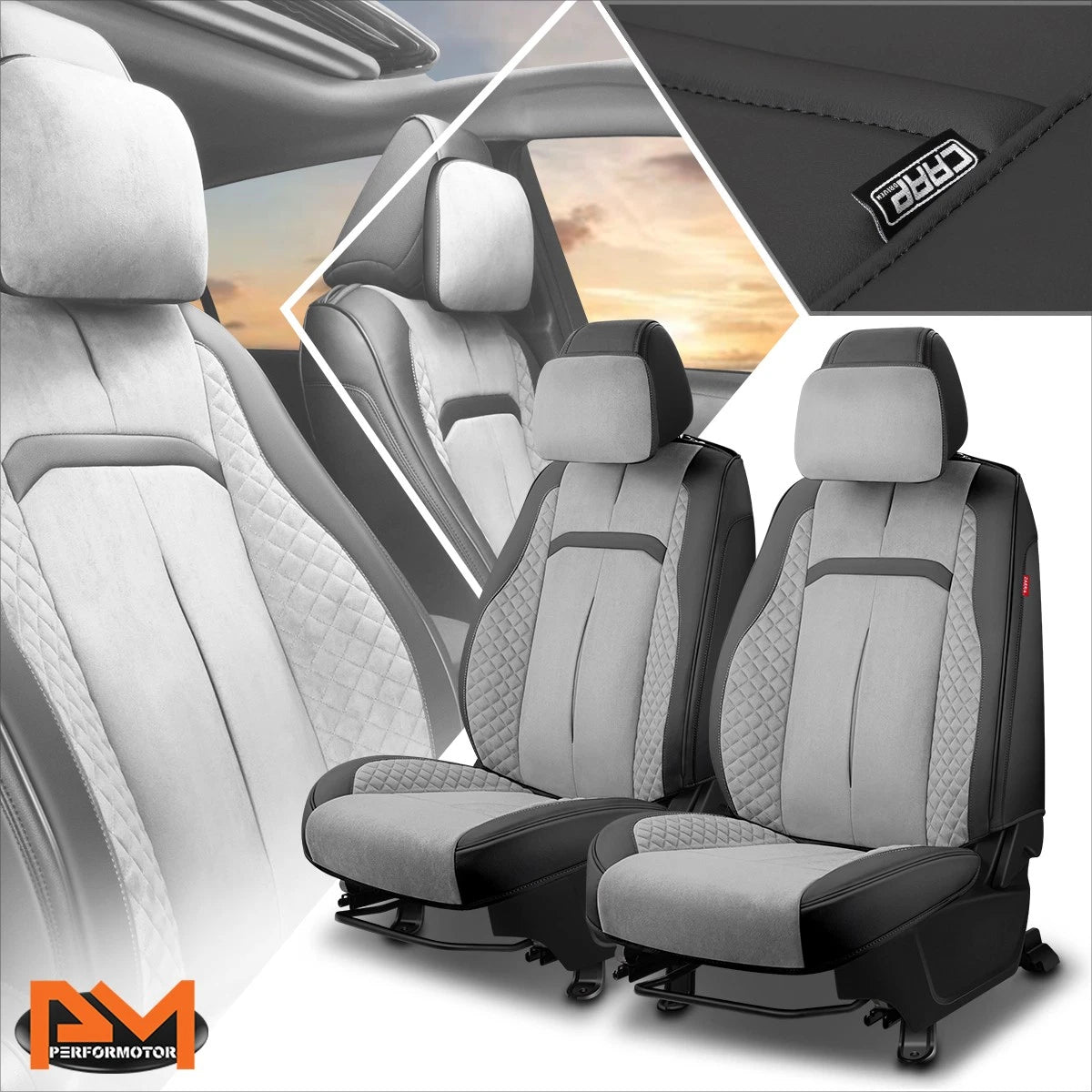 Front Row Bucket Seat Cover for Universal Fit (Voris Series Grey)