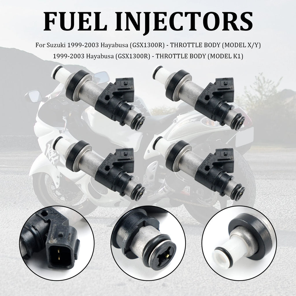 Set of 4 Fuel Injectors for Suzuki GSX-R750 GSX-R600 GSX1300R (2000–2023)