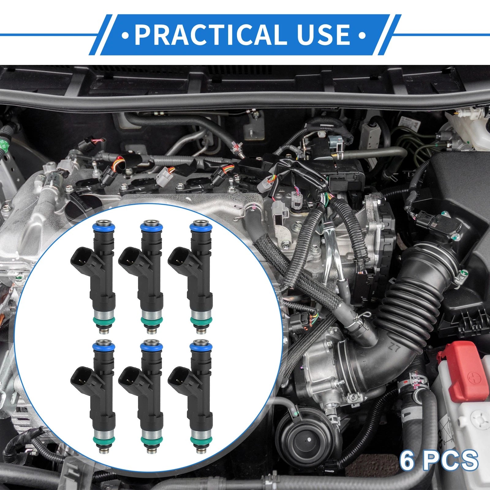 Set of 6 Fuel Injectors No. 53032701AA for Dodge Ram 1500 (2004–2010) 3.7L