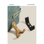 Set of 2 Modern Two-Bar Wall Hooks with Leather Detail for Entryway