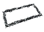 Metal License Plate Frame Black Chrome Tribal Flame for Car Truck SUV