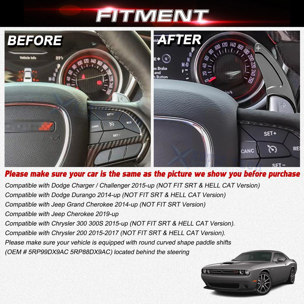 Black Aluminum Paddle Shifters for Dodge Charger Challenger Durango (2015-2024)
