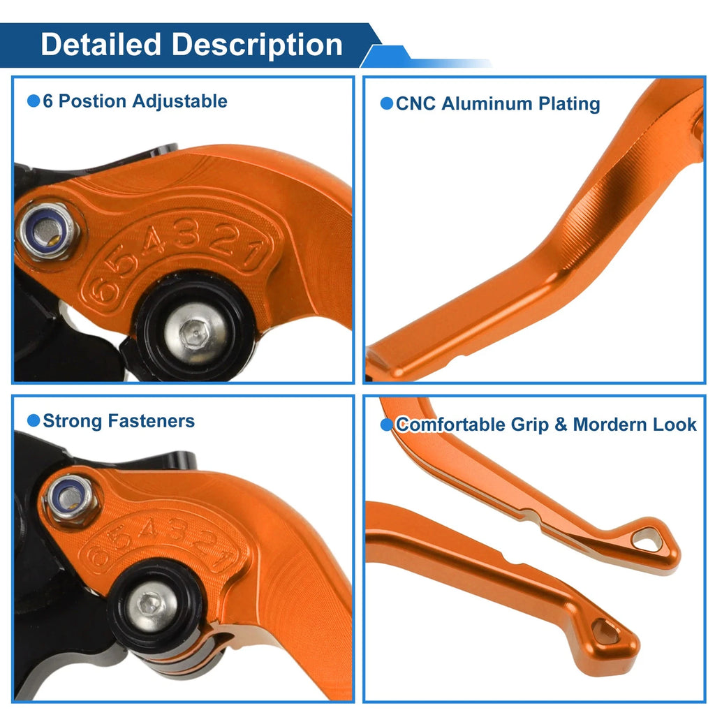 Adjustable Short Brake Clutch Levers for Honda VFR750 (1991–1997) - Orange