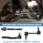 Set of 6 Tie Rod End Links & Sway Bar Link for Lincoln MKX (2007–2015)
