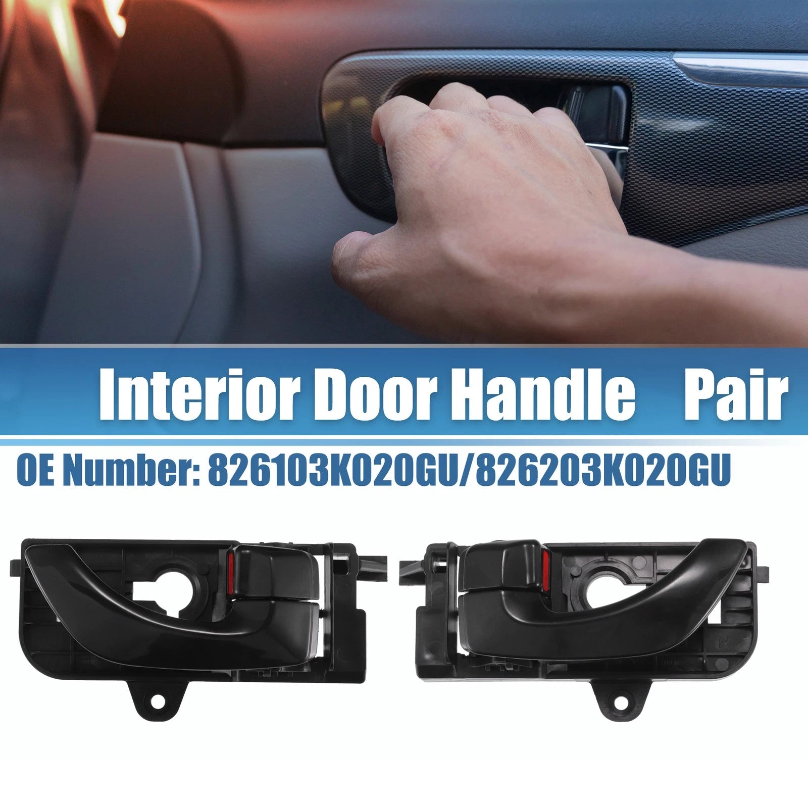 1 Pair Interior Door Handle for Hyundai Sonata (2005–2008) Black
