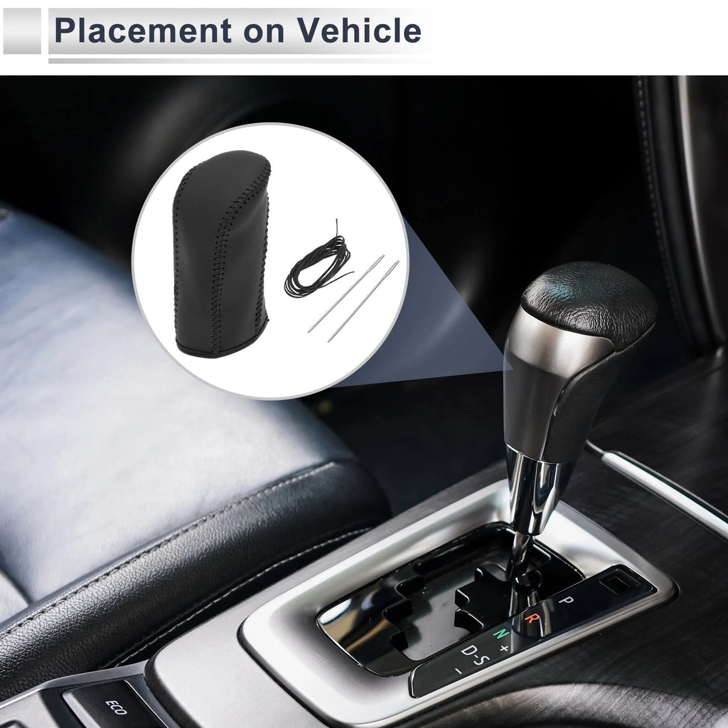 1 Pc Gear Shift Knob Cover for Nissan Tiida (2004–2012) Black Faux Leather