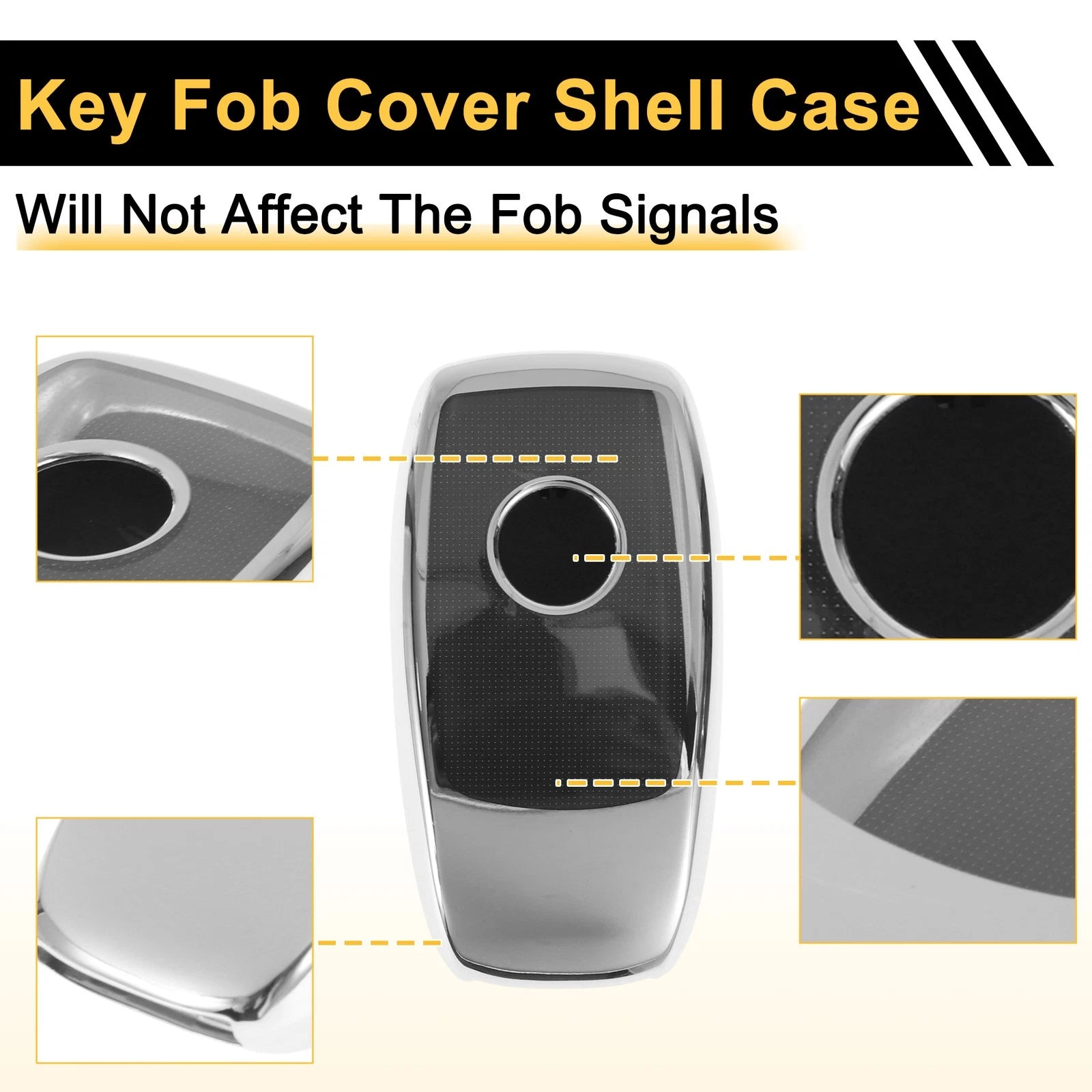 TPU Car Key Case for Mercedes Benz E Class (2017–2017) - Silver Tone