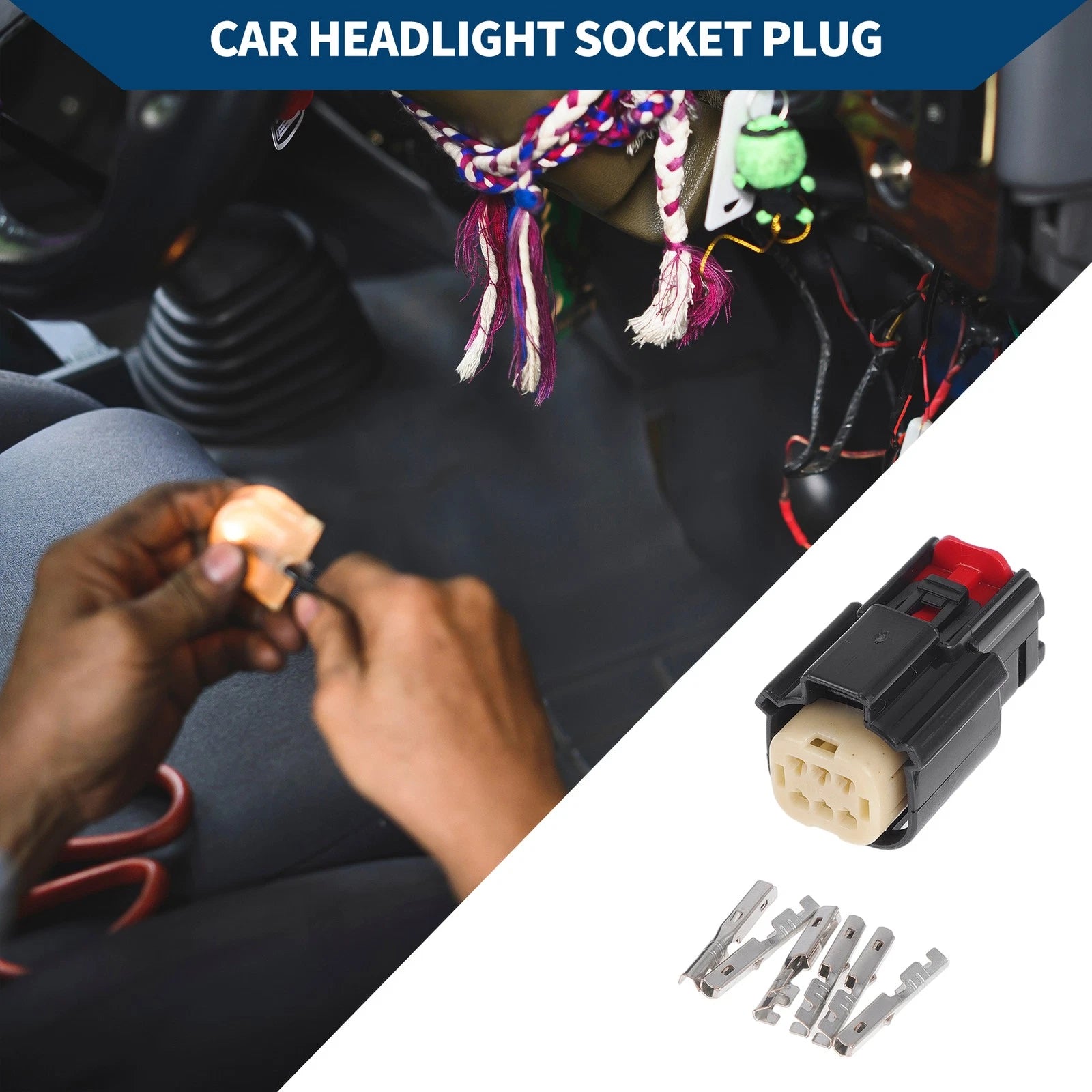Headlight Socket Plug for Ford Mondeo  Set of 1 Black Plastic
