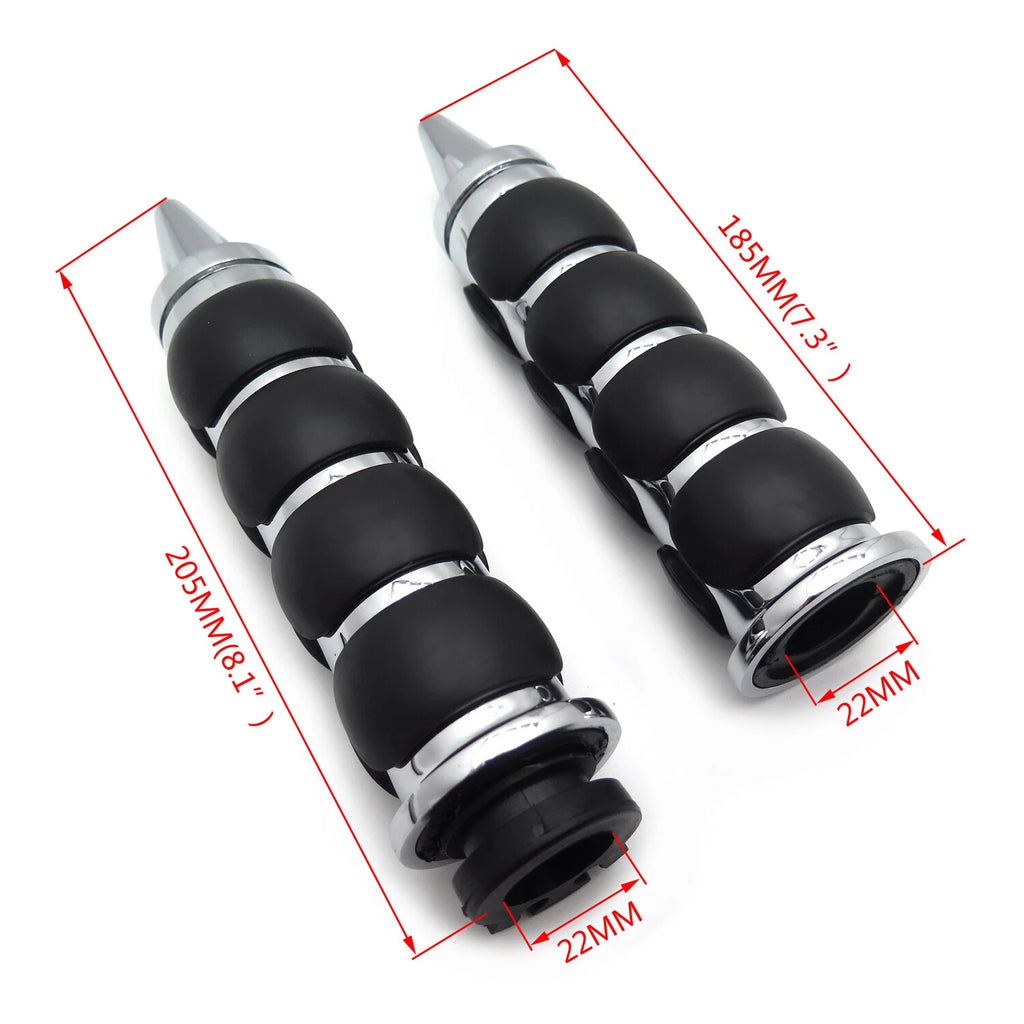 Chrome 7/8" 22mm Custom Spike Hand Grips for Motorcycle