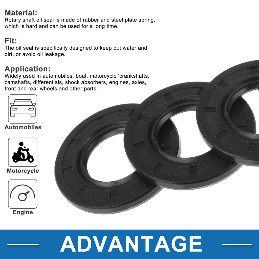 Set of 5 Oil Seal Rotary Shaft Seal Nitrile Rubber 25x47x5mm