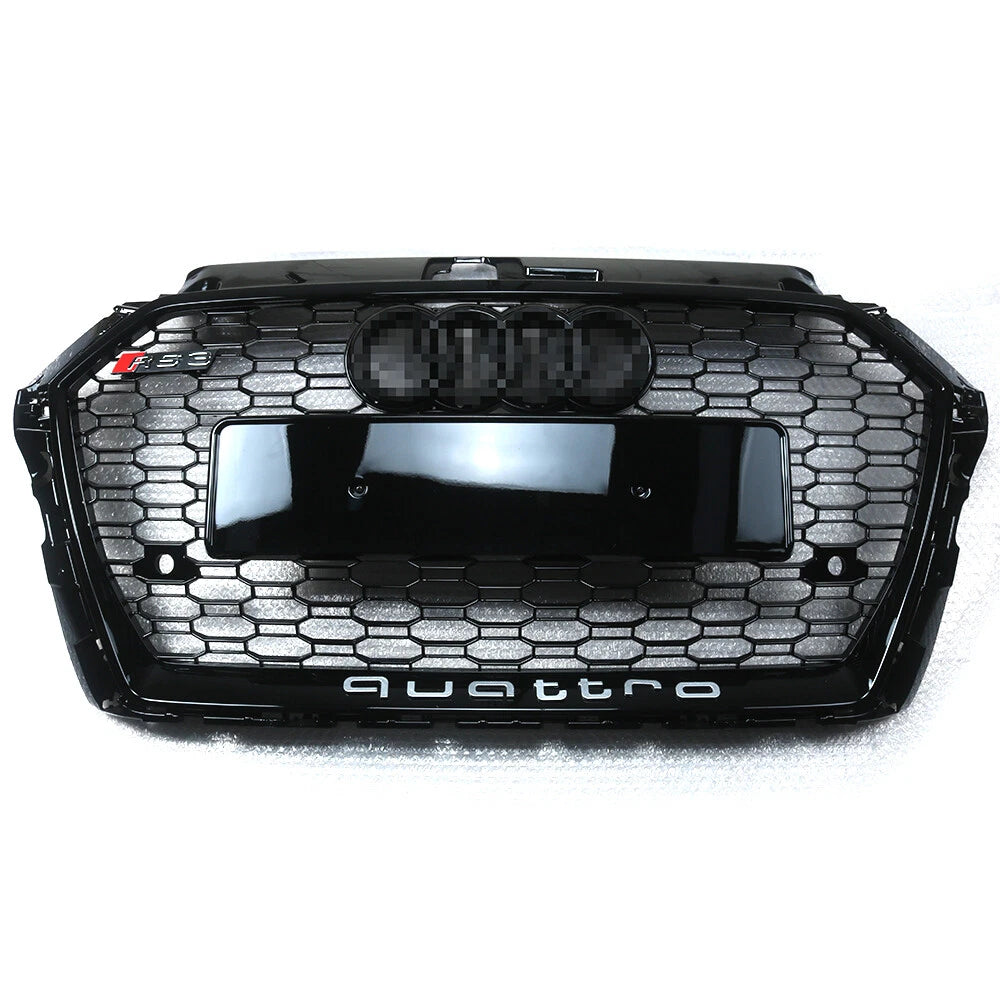 RS3 Style Grille for Audi A3 S3 (2017–2019) Black Honeycomb Bumper Grill