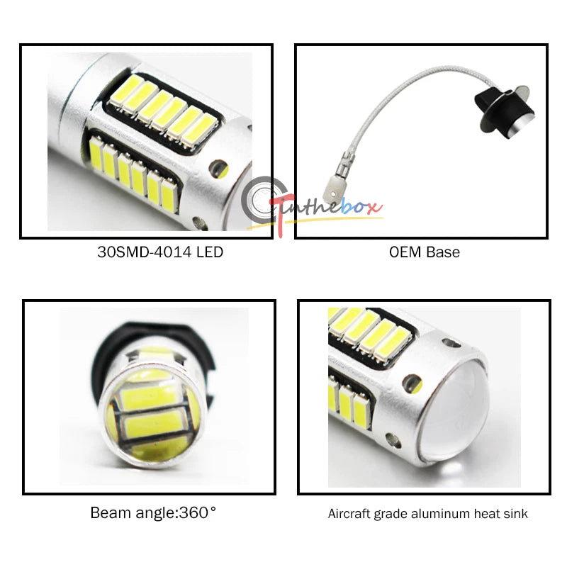 2X H3 LED Bulbs for Fog Lights (Fits Various Models)