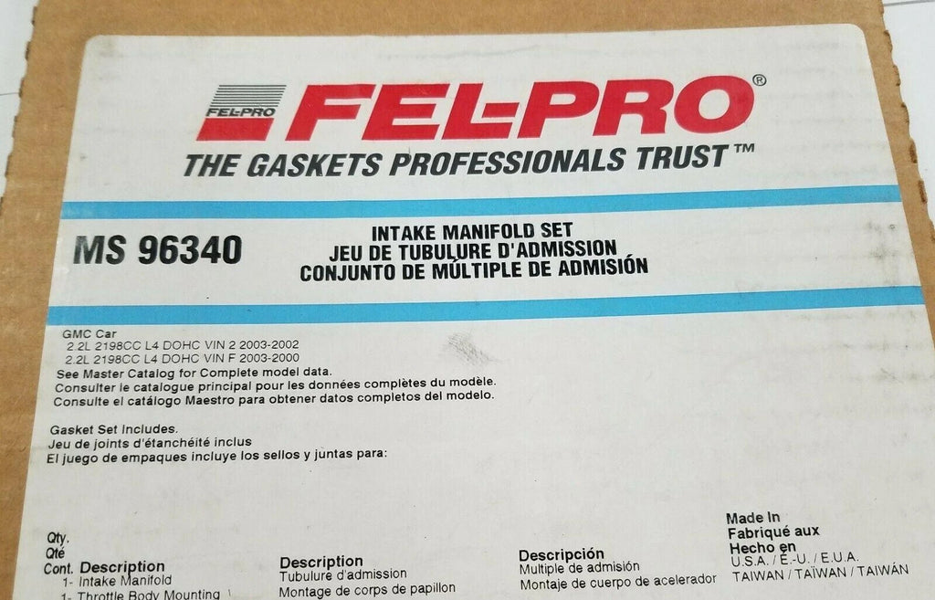 Engine Intake Manifold Gasket Set for Fel-Pro MS 96340 (Fits )