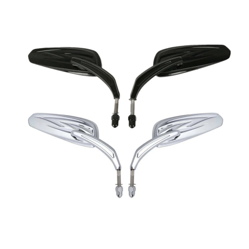 Tapered Tribal Rear View Mirrors for Harley Touring Road Glide (Chrome/Black)