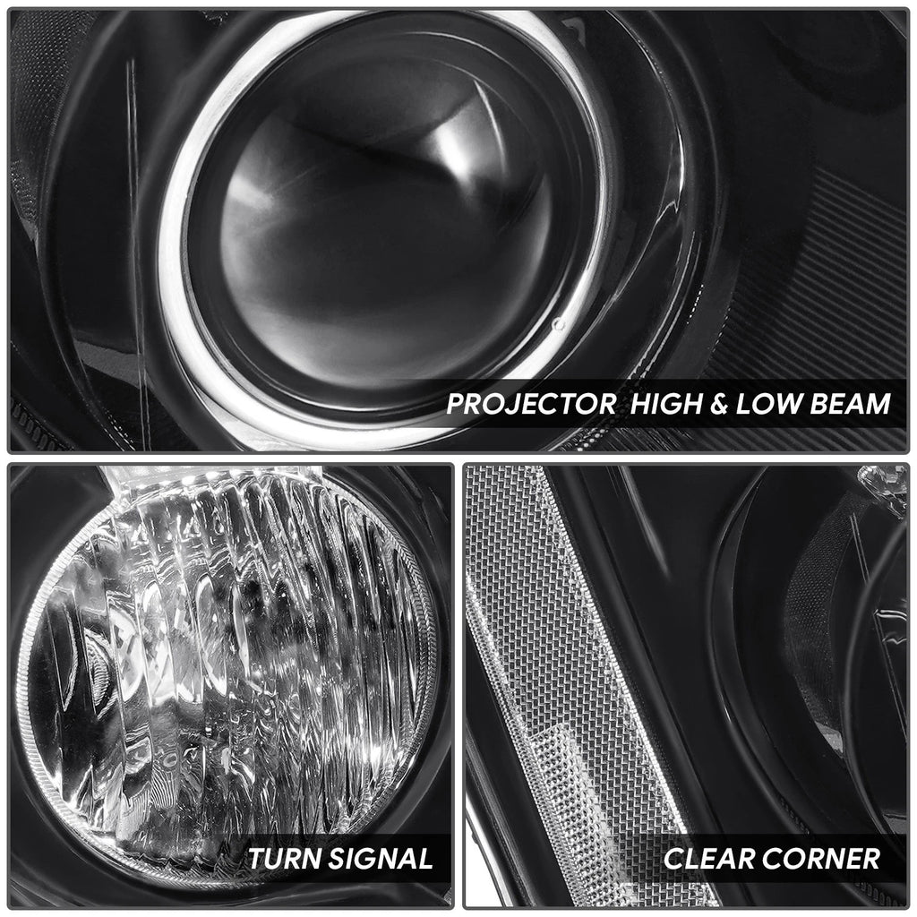 Projector Headlights for Cadillac DTS (2006–2011) - Black Housing, Clear Lens