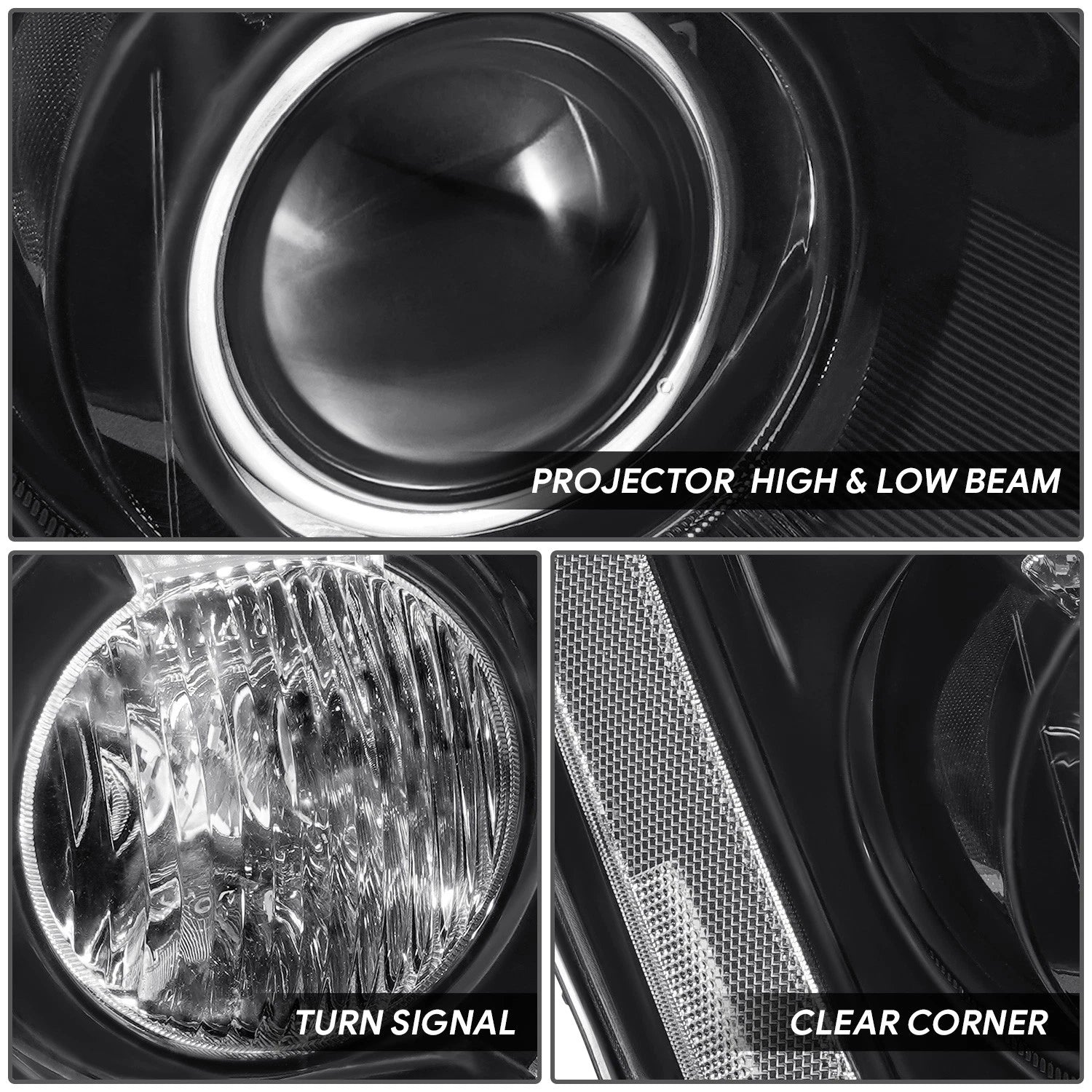 Projector Headlights for Cadillac DTS (2006–2011) - Black Housing, Clear Lens