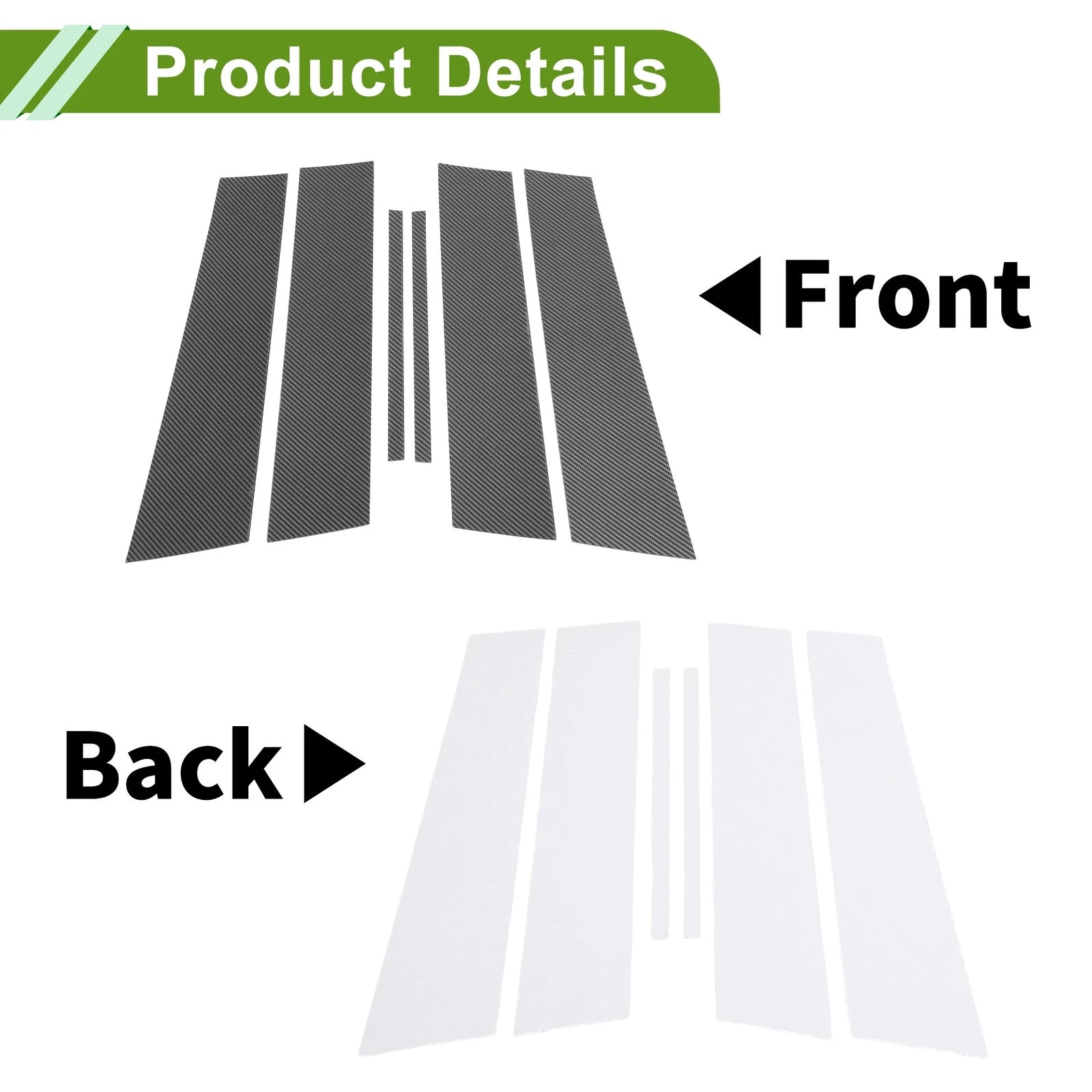 6 Pcs Pillar Window Trim for Chevy Cruze (2016–2019) Carbon Fiber Black