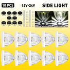 10X White LED Side Marker Turn Signal Light for Truck Trailer (12V)