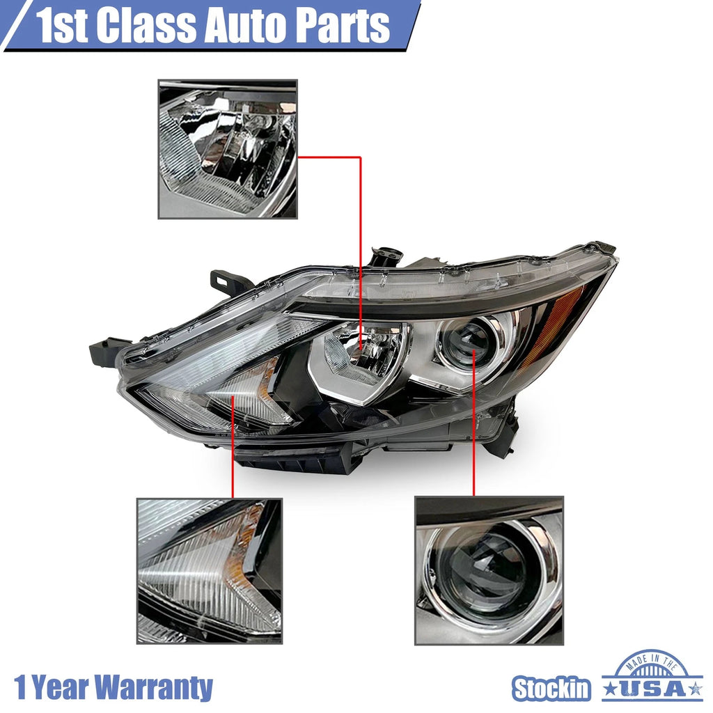 Halogen Headlight Assembly Driver Left for Nissan Rogue Sport (2017–2019)