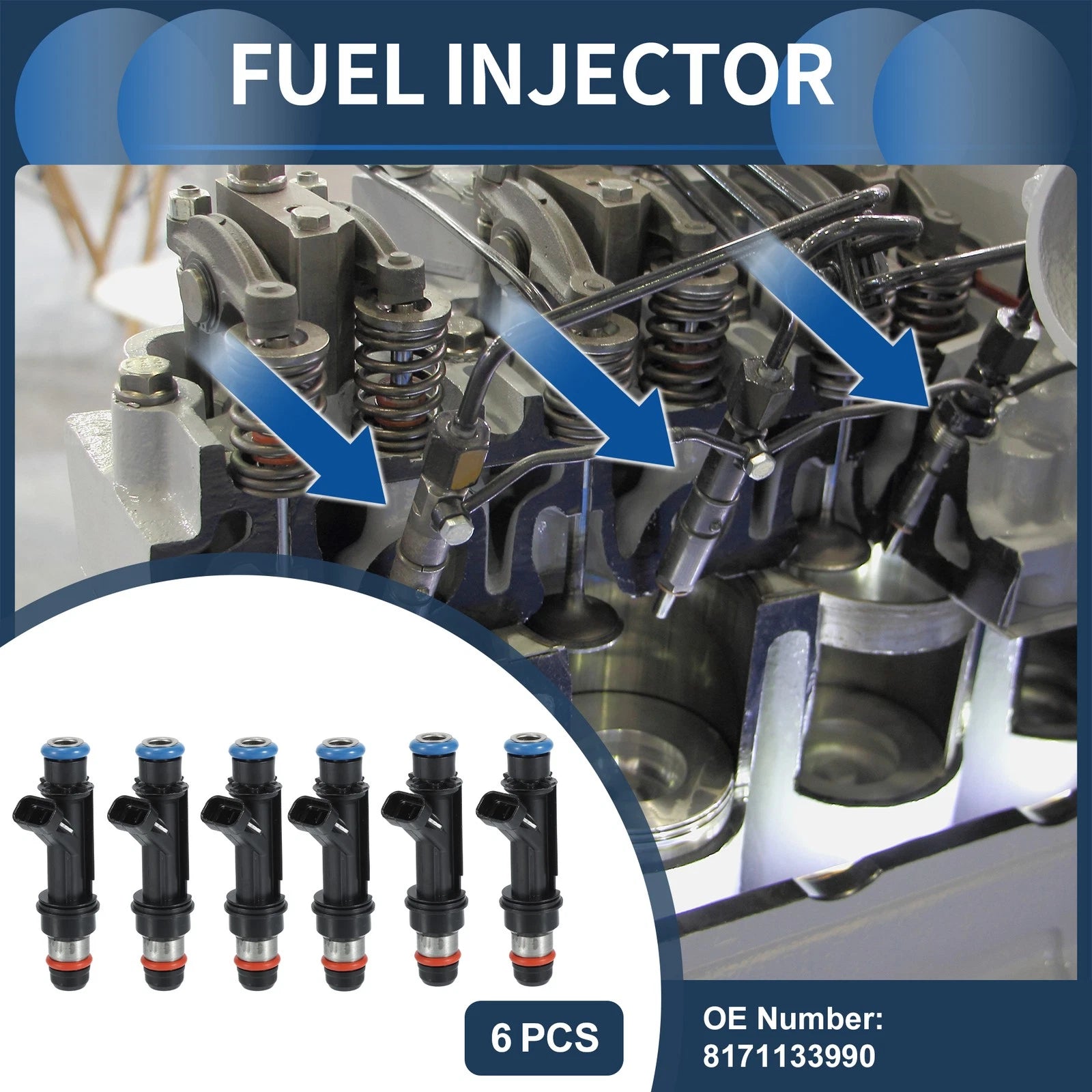 Set of 6 Fuel Injectors for Honda Passport (1998–2002) No.8171133990