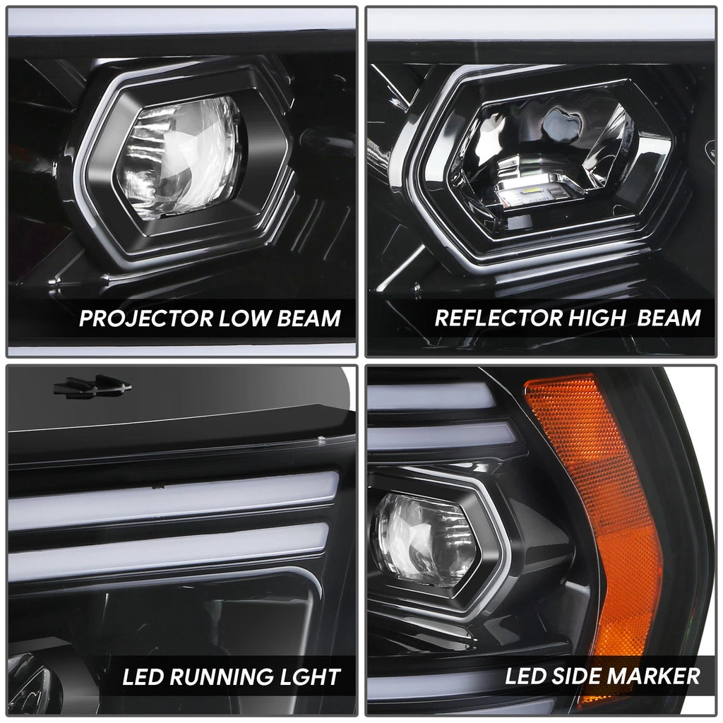 Black Amber LED Sequential Chasing Projector Headlights for Ram 2500 (2019–2024)