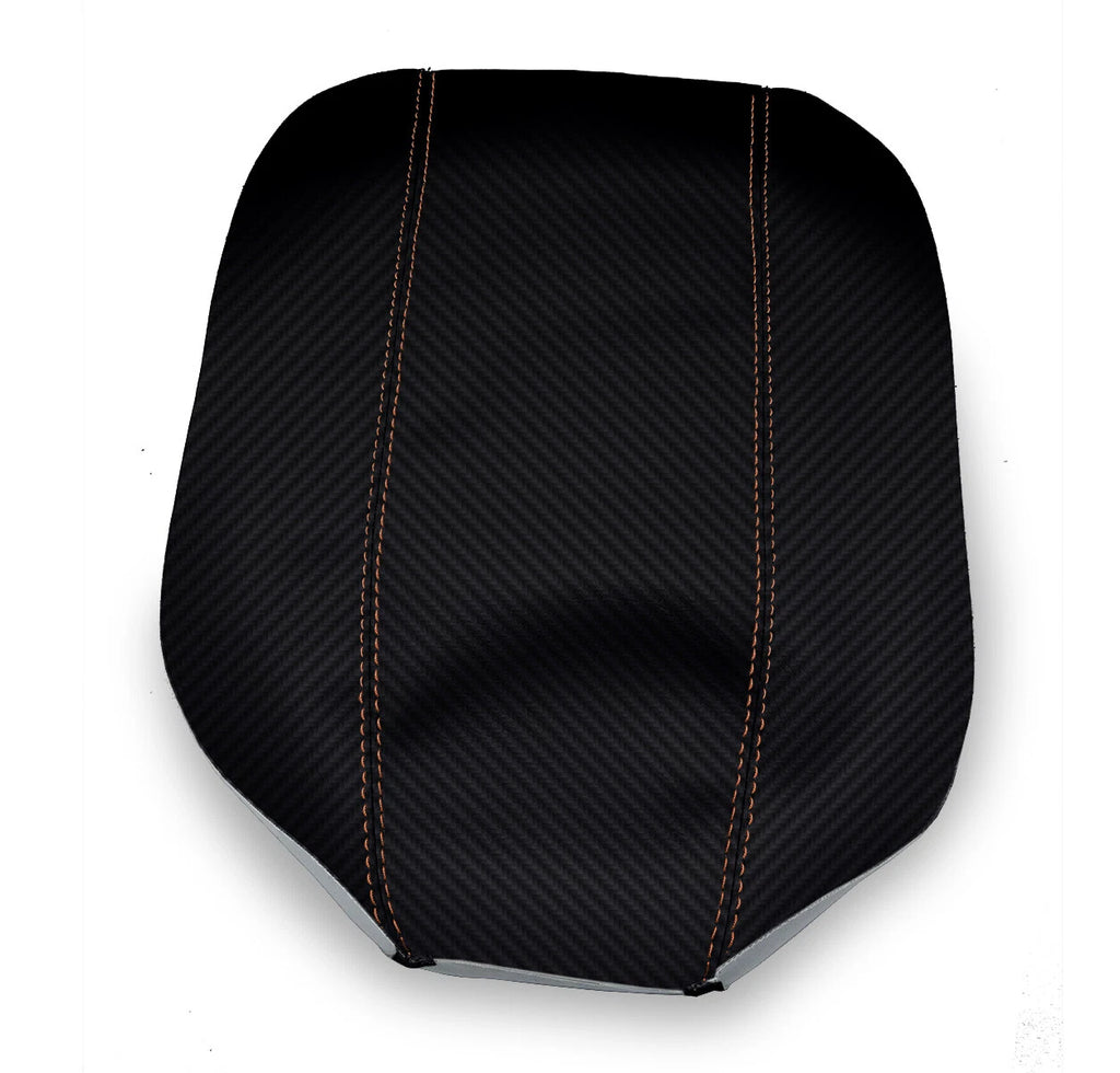 Console Lid Armrest Cover for Honda Element (2007–2011) Carbon Fiber Orange Stitch