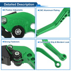 Adjustable Short Brake Clutch Levers for Suzuki GSXR750 (2004–2005) Green 1 Pair