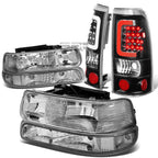 Chrome Headlight + Clear Bumper + Black 3D LED Tail Light for Silverado (1999–2002)